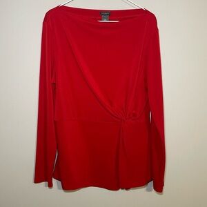 Ann Taylor Red Long Sleeve Twist Top XL EUC